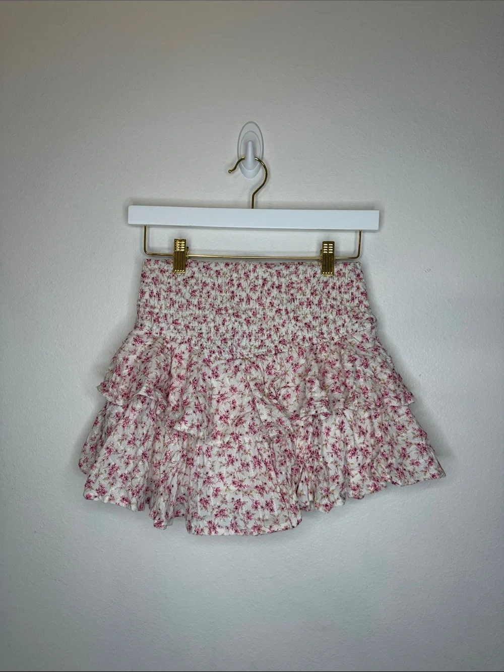 Altar’d State Floral Smocked Tiered Mini Skirt - Pink